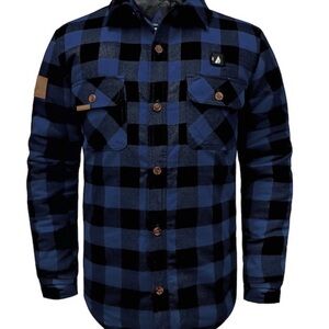 ActionHeat V5 Battery Operated Blue and Black Flannel Work Shirt